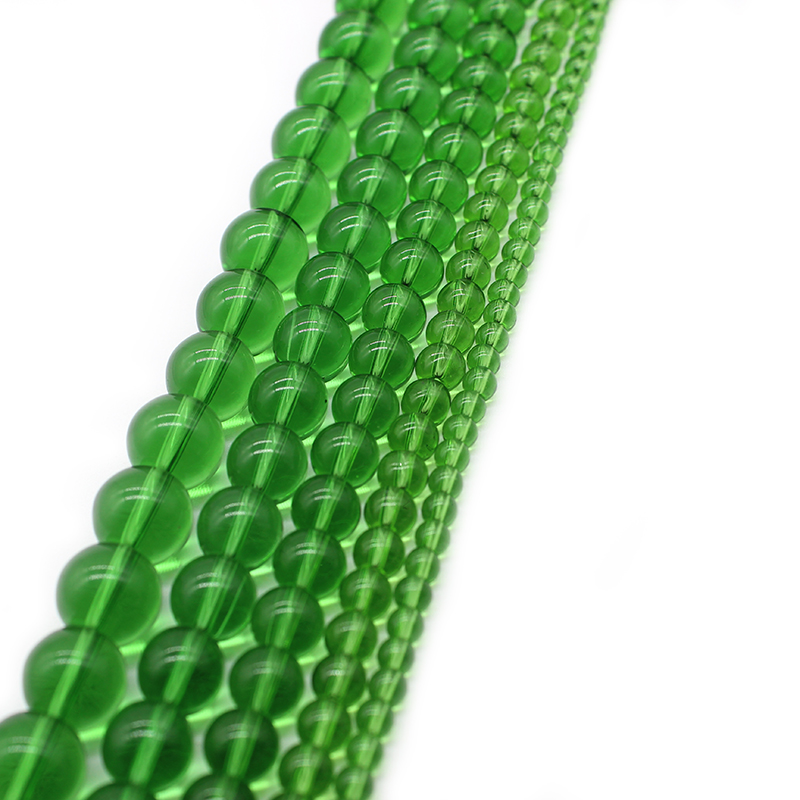 Embroidery Glass Beads - 滑らかな緑色の天然石ビーズ,丸いガラスビーズ,ゆるい,裁縫用,ジュエリー作り,diyブレスレット,卸売,4〜12mm