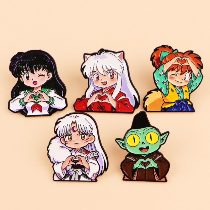 Embroidery Garment - かわいいオオカミ耳ファンタジーキャラクターハートジェスチャーエナメルピンアニメフィギュアラペルブローチバックパック帽子服日常衣装装飾