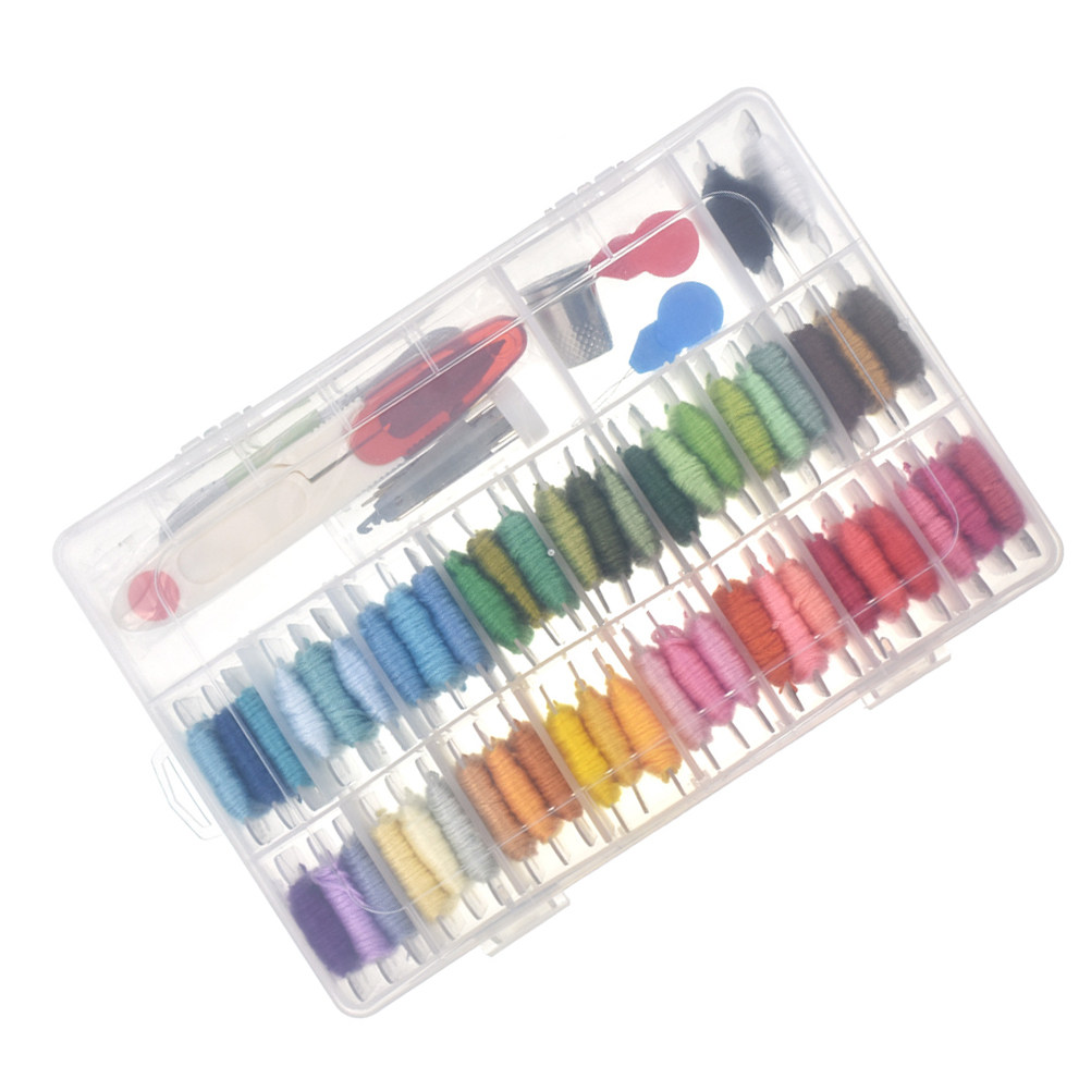 Embroidery Kit - 50種類の刺繍キット用品 初心者向けキット 柄付き 初心者向けステッチ練習