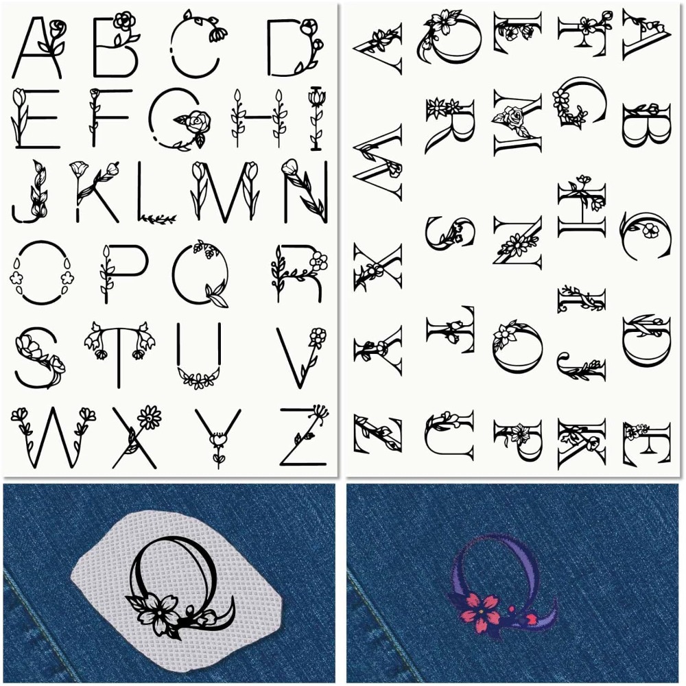 Embroidery Kit - 水溶性刺embroideryスタビライザー,手縫いスティック,ステッチ転写紙,色あせ,印刷済み製造キット,レターA-Z