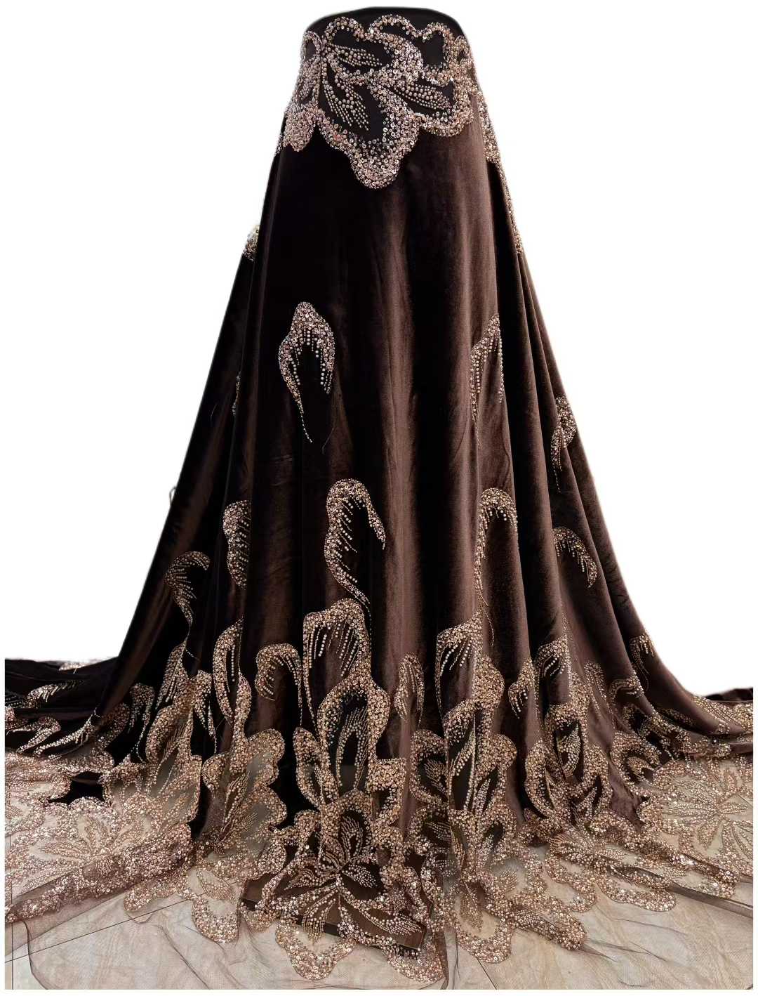 Embroidery Abaya - アフリカ産ベルベットビーズ付きヘビーレース生地2026高品質フランスナイジェリア製スパンコール刺繍レース、パーティードレス縫製用