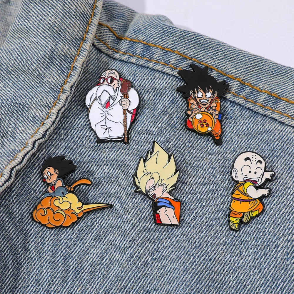 Embroidery Garment - 5個入り クラシック人気アニメブローチ ​ 孫悟飯クリエイティブエナメルピンメタルバッジジュエリー衣類バックパックアクセサリーギフト