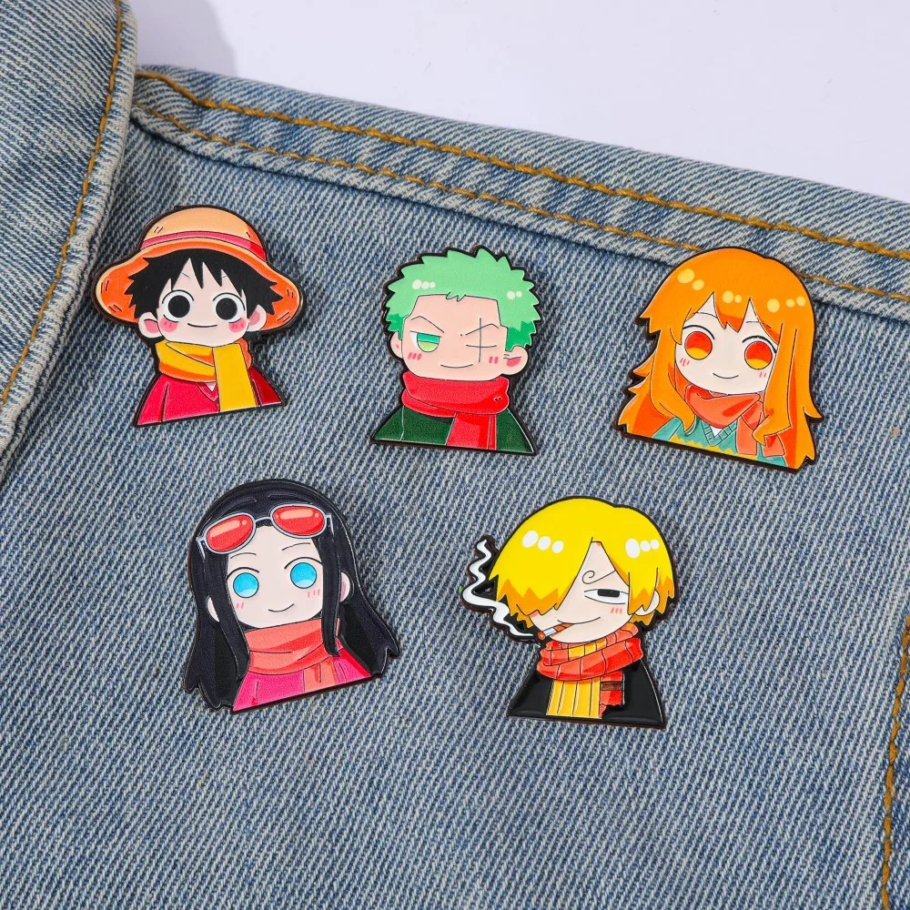 Embroidery Garment - 5個入り 可愛いアニメ漫画ブローチ 面白いナミ ルフィ ゾロ エナメルピン