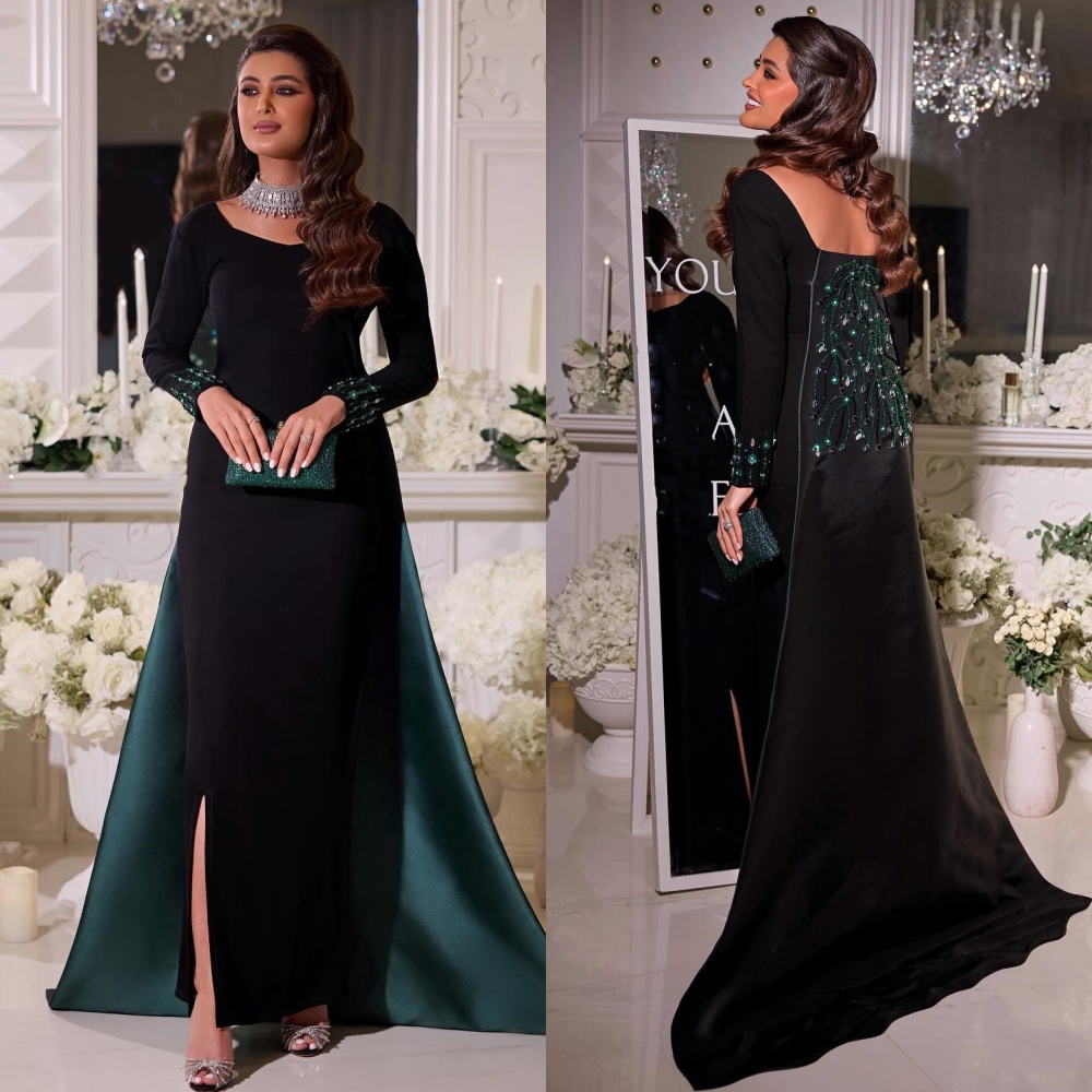 Embroidery Abaya - カスタマイズされた絶妙なマッチングジャージープリーツ、ビーズスパンコールプリーツ、ストレートVネックミドル丈ドレス、フォーマルファッションドレス、オーダーメイドの機会