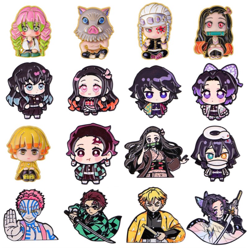 Embroidery Garment - かわいい Q バージョン着物漫画キャラクターエナメルピンアニメフィギュアラペルブローチバックパック帽子服日常衣装装飾バッジ
