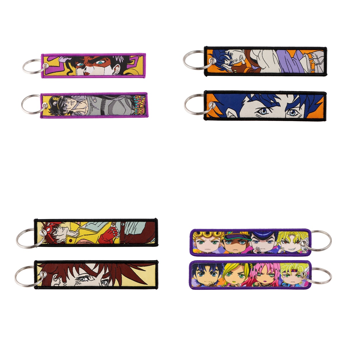 Embroidery Keychain - 1個入り トレンディな男性向けアニメ刺繍キーホルダー カラフルな漫画プリントキーチェーン ペンダント メタルリング バックパック用装飾アクセサリー