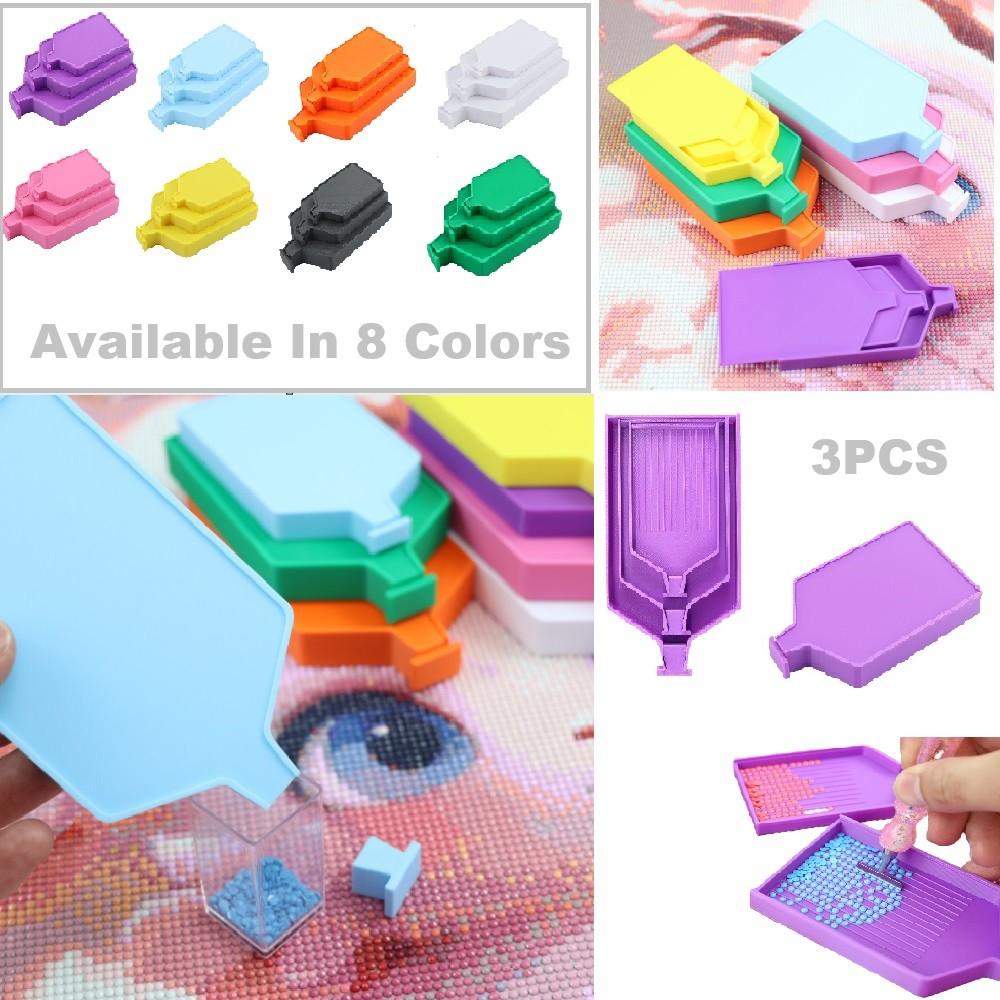 Embroidery Kit Starter - DIY 3個セット ダイヤモンドペインティングトレイ（蓋付き、様々なサイズ） ダイヤモンドペインティングアクセサリー 多機能1～3トレイ スライド式蓋付き