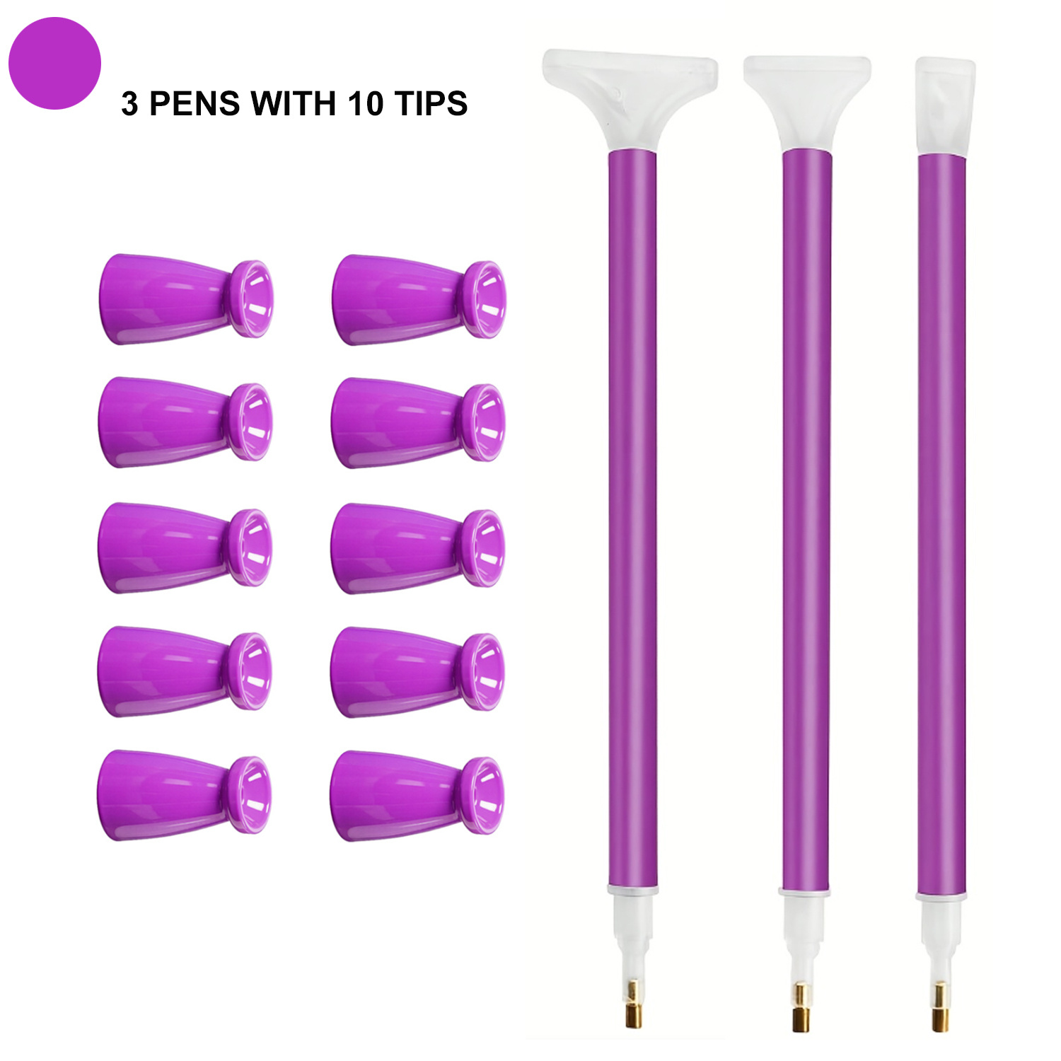 Embroidery Kit Starter - 10個のシリコンチップと3本のペンが入ったダイヤモンドペインティングペンセット、ワックス不要、電気不要のダイヤモンドアートツールアクセサリー、DIYクラフト用