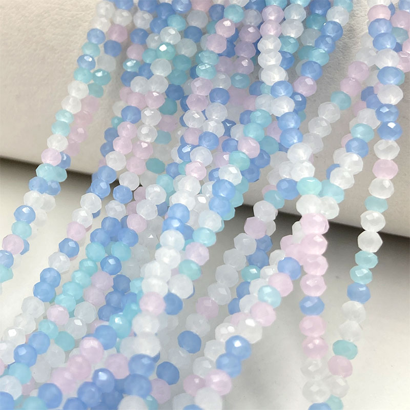 Embroidery Glass Beads - 2 ミリメートル混合色ファセットクリスタルビーズジュエリー作成用ルーススペーサーロンデルガラスビーズ DIY 針仕事ブレスレット用品