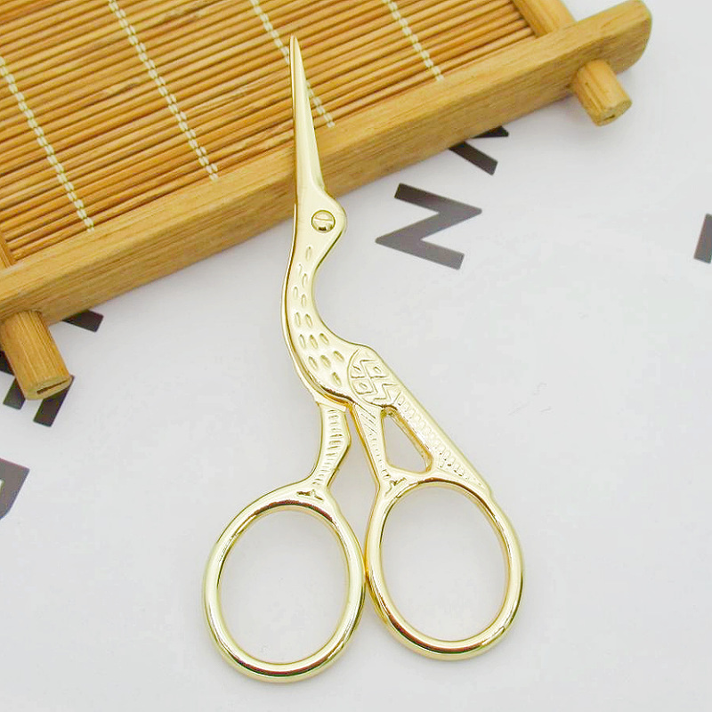 Embroidery Scissors Small - ステンレス製クレーンシザー ヴィンテージ鳥型 刺繍裁縫工芸ツール 手作り眉毛トリミング用小型裁断はさみ