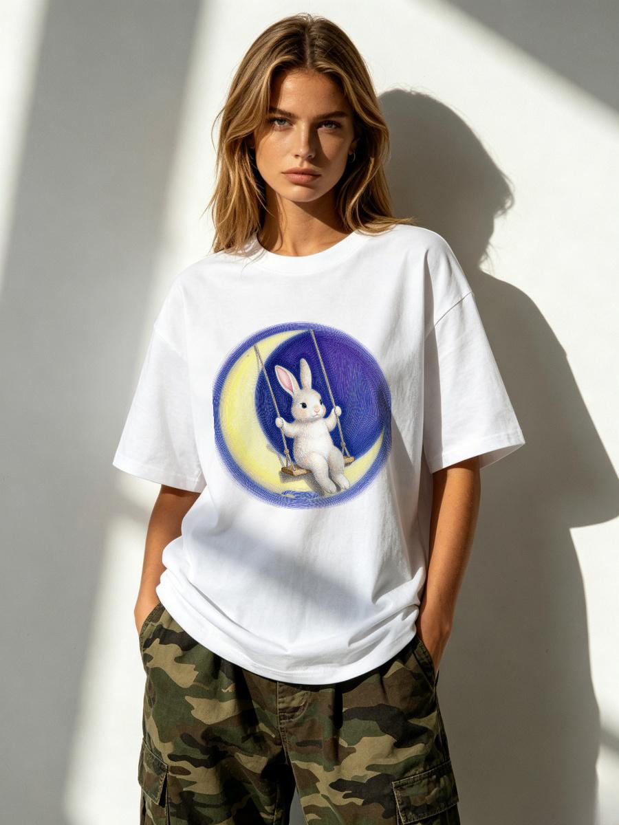 Embroidery Moisturizer - Tシャツ モイスチャートランスポート ハイローヘム プレッピー レクチャーホール ハッピーアワー