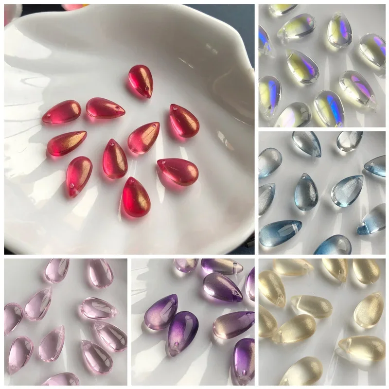 Embroidery Glass Beads - 20pc 8 × 14 ミリメートルミックスカラーウォータードロップチェコランプワークガラスビーズジュエリー作成 Diy
