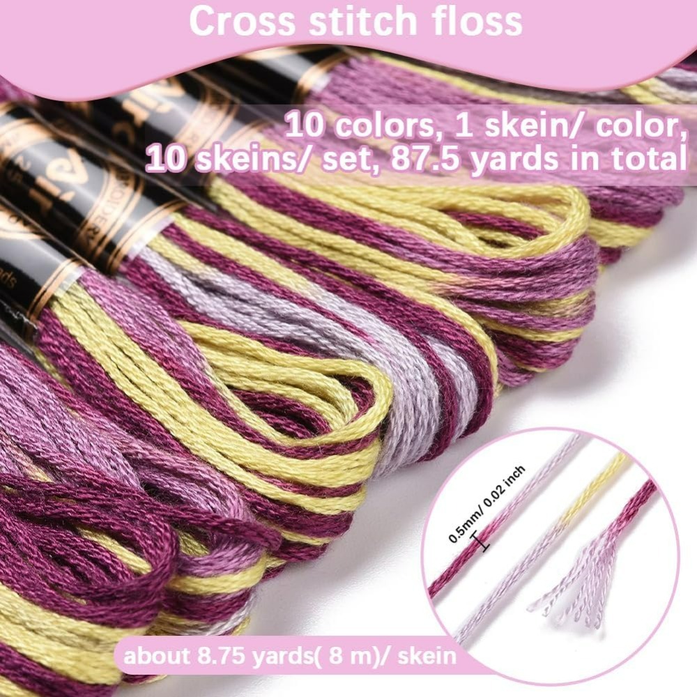 6 ストランド紫多彩な刺繍フロスグラデーションカラークロスス - Embroidery Kit のレビューと価格
