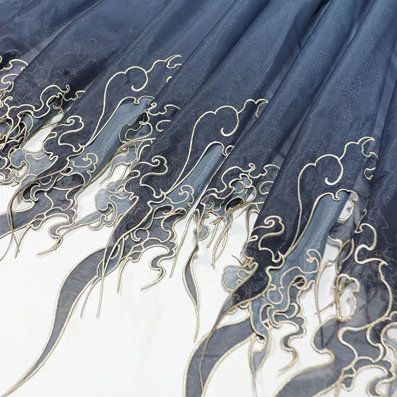 中国風刺繍蓮の葉グラデーション生地 DIY 漢服ドレススカー - Embroidery Fabric のレビューと価格