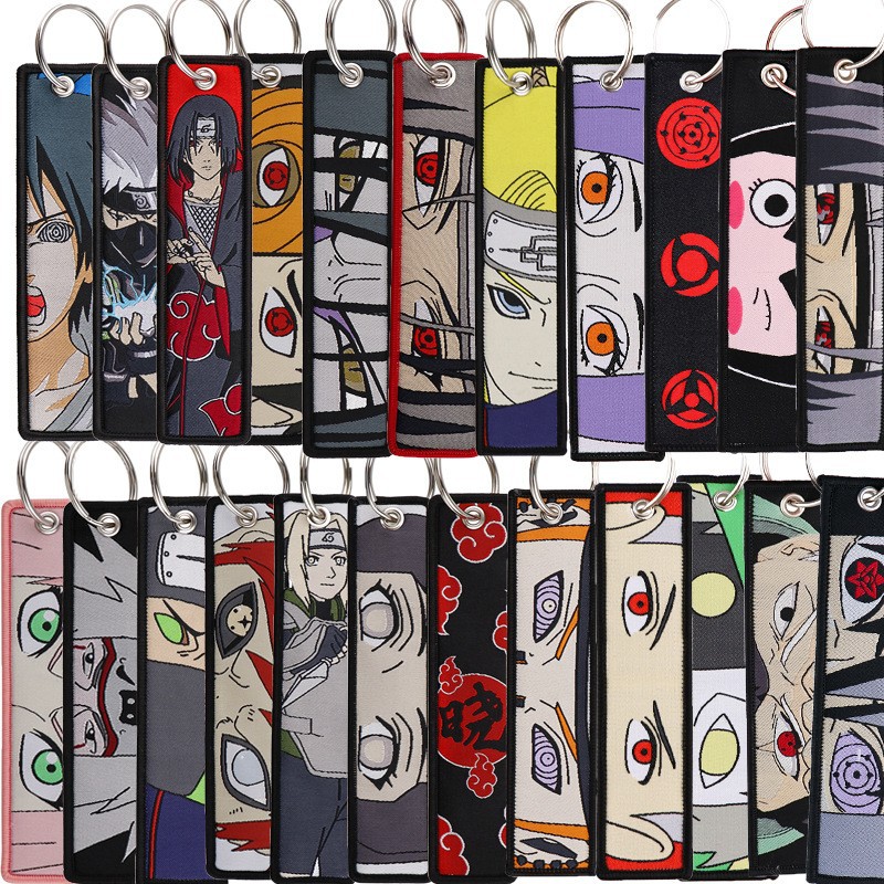 アニメナルト刺繍キーフォブクールキータグキーホルダー女性男性 - Embroidery Keychain のレビューと価格