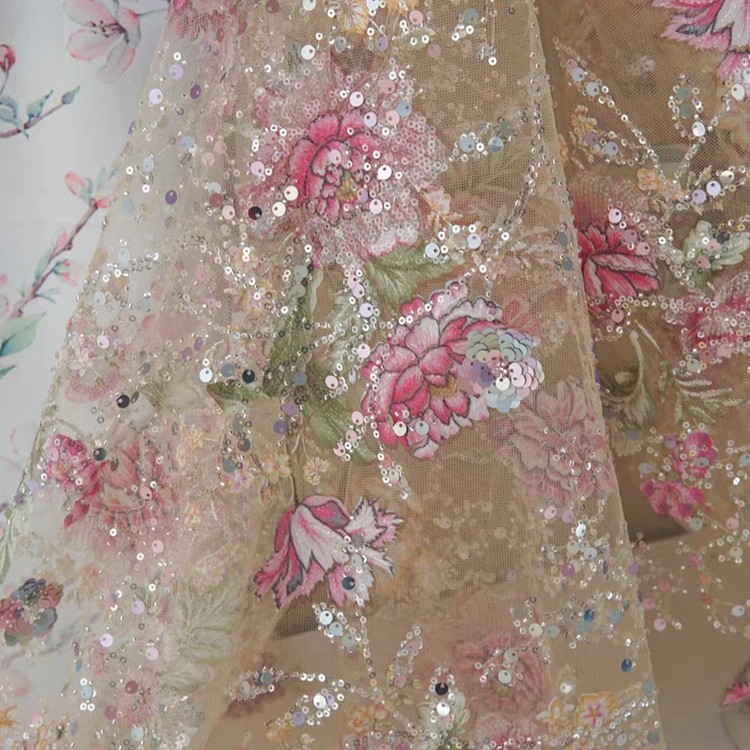 1 メートル 120 センチメートル幅高級ビーズレース生地  - Embroidery Abaya のレビューと価格