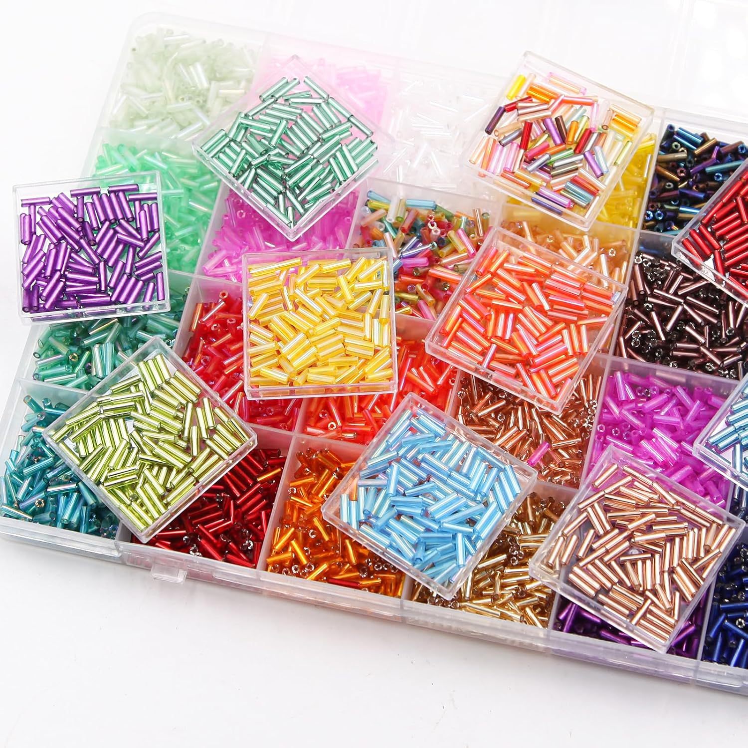 約6720個/箱 7mm 28色のチューブ型シードビーズ ク - Embroidery Glass Beads のレビューと価格