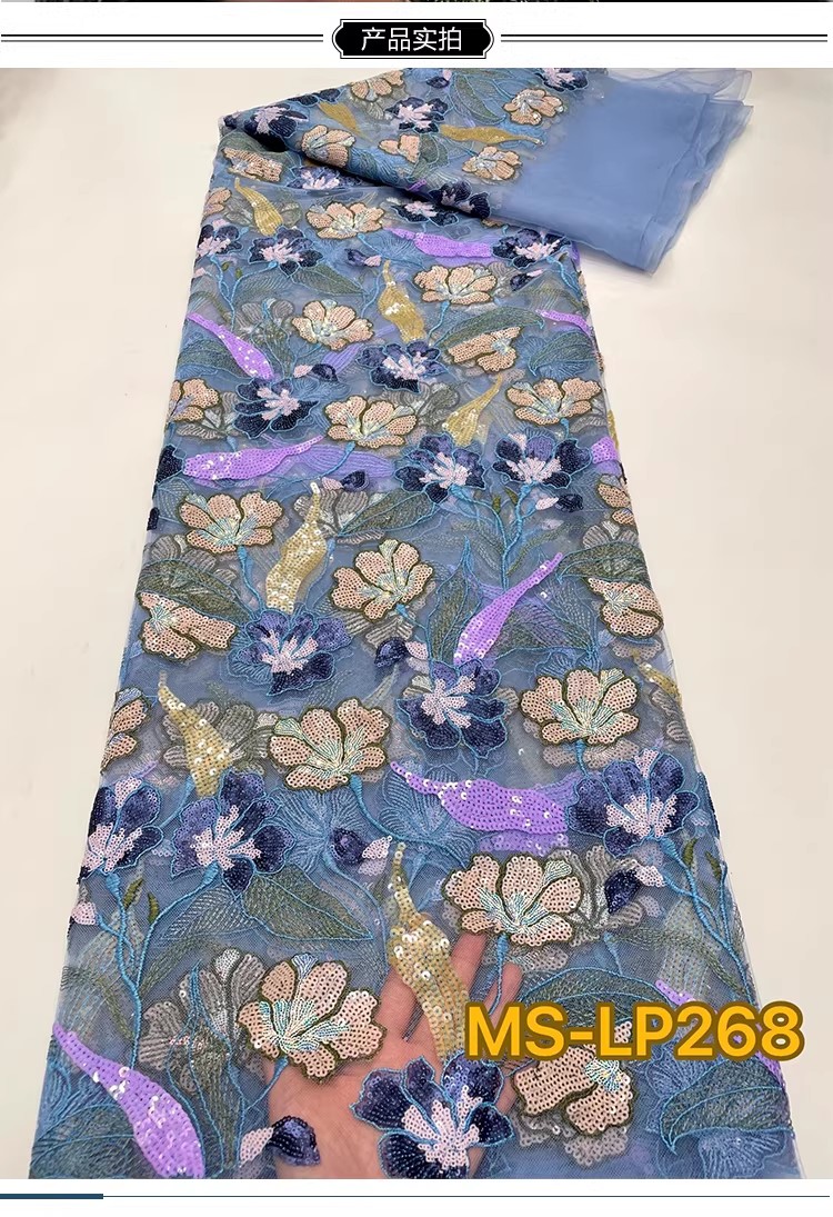 1ヤード高級ダブルカラービーズフラワーシークイン刺繍テラドレ - Embroidery Abaya のレビューと価格