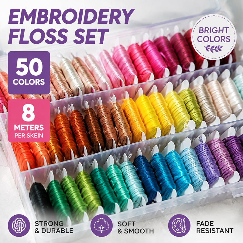 100%コットン刺繍糸キット、収納ケース付き、クロスステッチ - Embroidery Kit のレビューと価格