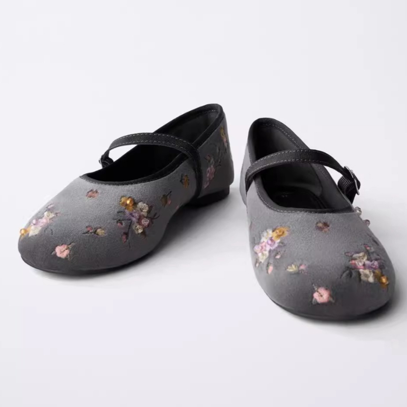 高級ベルベット刺繍フラワーバレエフラット女性クリスタルビーズ - Embroidery Glass Beads のレビューと価格