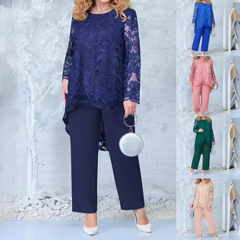 レディースイブニングドレスレース刺繍パンツツーピースカクテル - Embroidery Abaya のレビューと価格